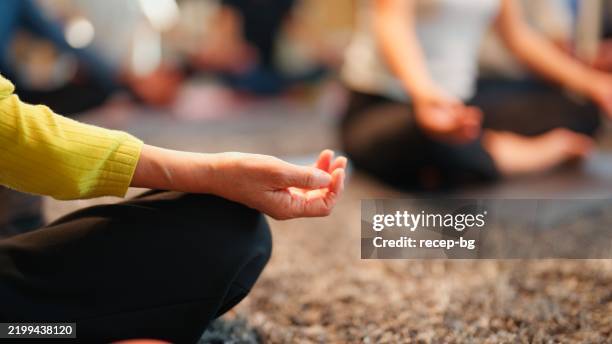 close-up of meditation session - zen bildbanksfoton och bilder
