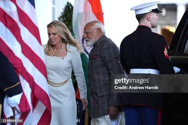 Indian Prime Minister Narendra Modi arrives at the White House to meet with U.S. President Donald Trump on February 13, 2025 in Washington, DC. Modi...