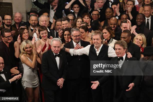 Pictured: Lorne Michaels and guests during "Goodnights & Credits" on February 16, 2025 --
