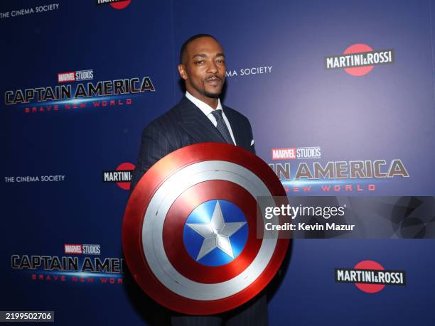 Anthony Mackie attends "Captain America: Brave New World" the Cinema Society New York special screening on February 13, 2025 in New York City.