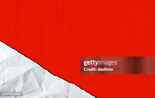 Blank empty vibrant red maroon coloured textured backdrop, creative horizontal grunge vector background or wallpaper with paint brush stroke texture, contrast triangular border of white torn crumpled wrinkled paper for copy space at bottom left corner Blank empty vibrant red maroon coloured textured backdrop, creative horizontal grunge vector background or wallpaper with paint brush stroke texture, contrast triangular border of white torn crumpled wrinkled paper for copy space at bottom left corner