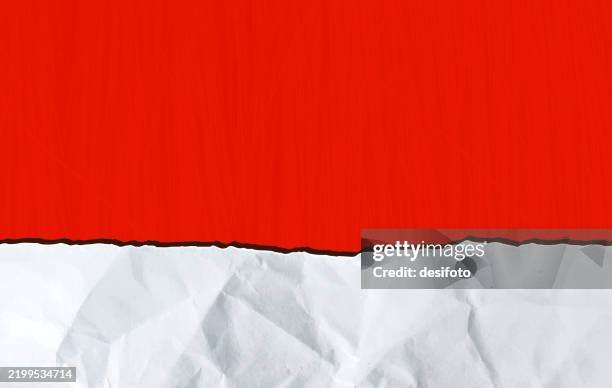 blank empty vibrant red maroon coloured textured backdrop, bordered creative horizontal grunge vector background or wallpaper with paint brush stroke texture, bottom edge contrast border of white torn crumpled wrinkled paper for copy space - torn paper edge vector stock illustrations