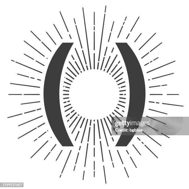 parenthesis symbol. icon with sunbursts on white background - parenthesis vector stock illustrations
