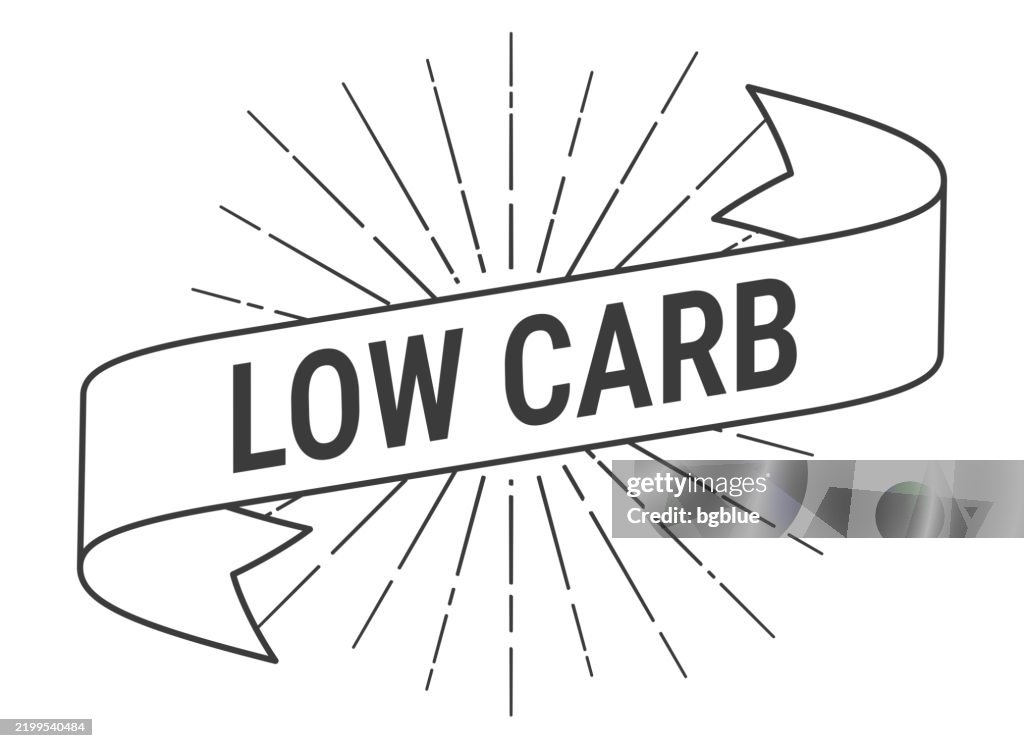 Low Carb - Banner with sunbursts on white background
