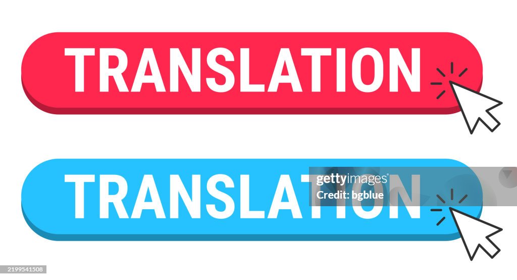 Language Transfer Button Translation Red And Blue Buttons With Cursor On White Background High ...