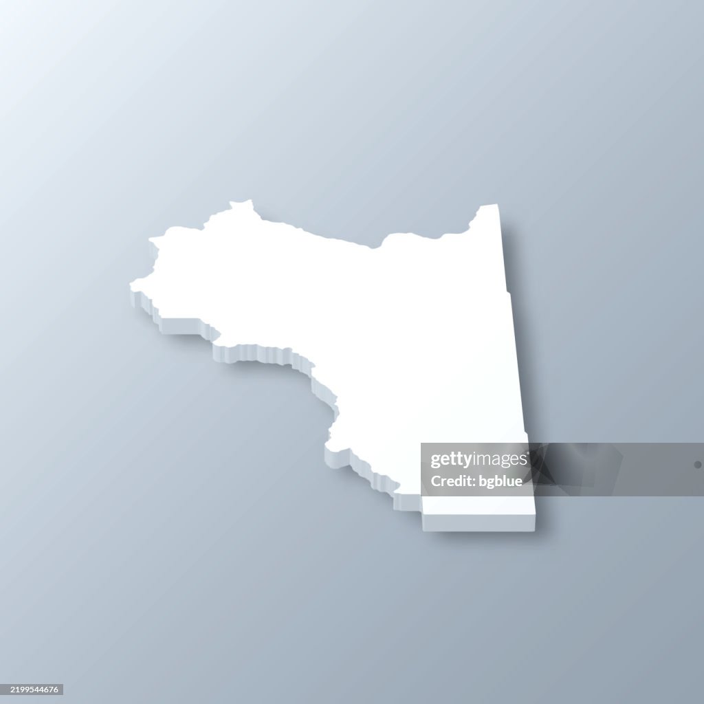 Wasatch County, Utah. 3D Map on gray background