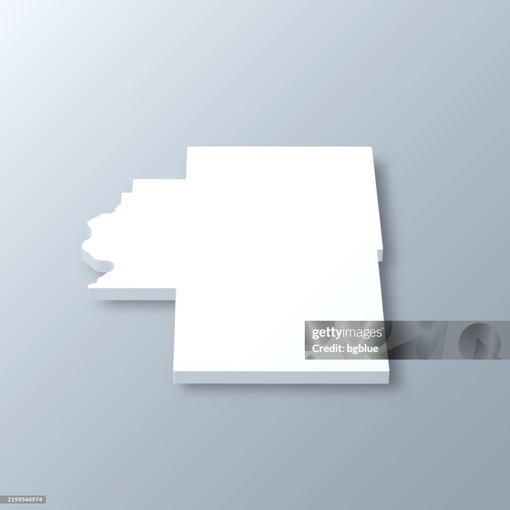 Cherokee County, Oklahoma. 3D Map on gray background
