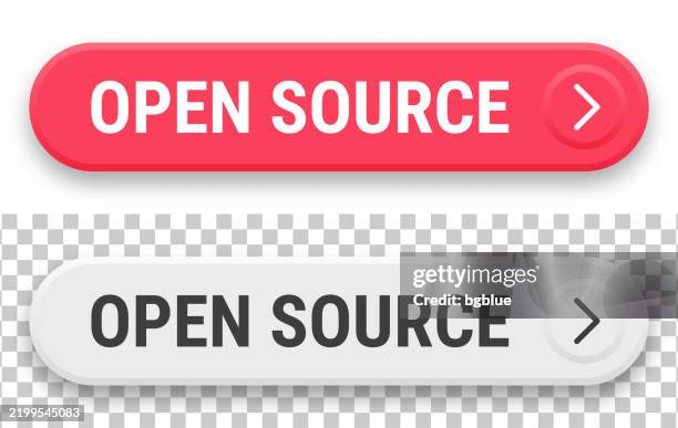 Web Open Button Open Source 3d Click Web Buttons On Blank Background High-Res Vector ...