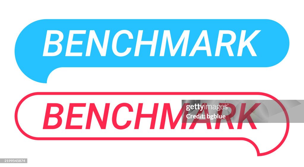 Benchmark - Blue and Red speech bubble on white background