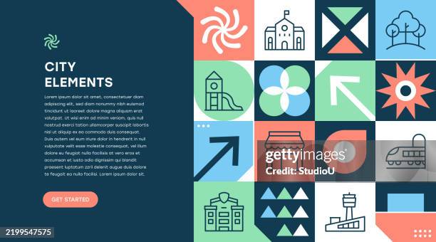 city elements web banner geometric design - underground poster stock illustrations