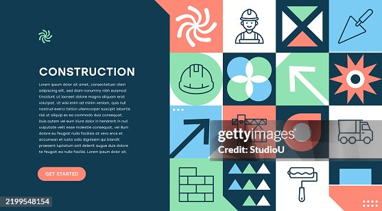 Construction Web Banner Geometric Design Construction Web Banner Geometric Design