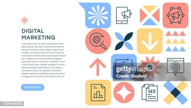 digitales marketing - suchmaschine stock-grafiken, -clipart, -cartoons und -symbole