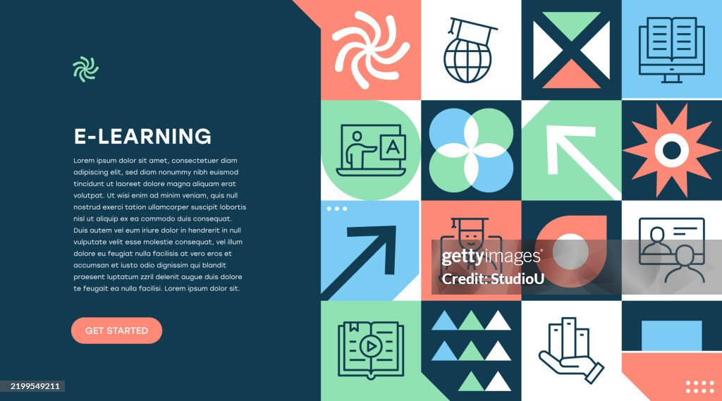 Elearning Banner Examples Elearning Web Banner Geometric Design High-Res Vector Graphic - Getty ...