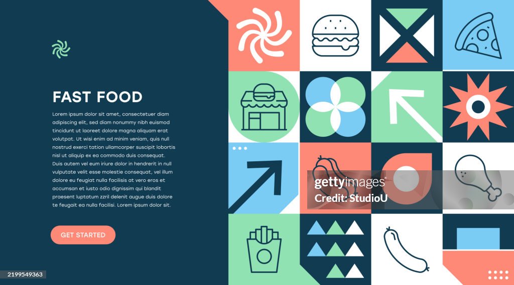 Fast Food Web Banner Design Geométrico