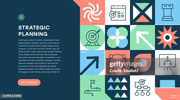 strategic planning web banner geometric design - task management stock illustrations