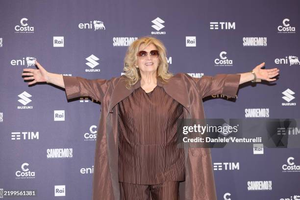 Iva Zanicchi attends the 75th Sanremo Music Festival 2025 photocall at Teatro Ariston on February 14, 2025 in Sanremo, Italy.