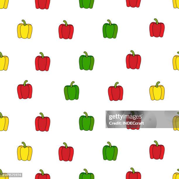 bell pepper seamless pattern - red paprika stock illustrations