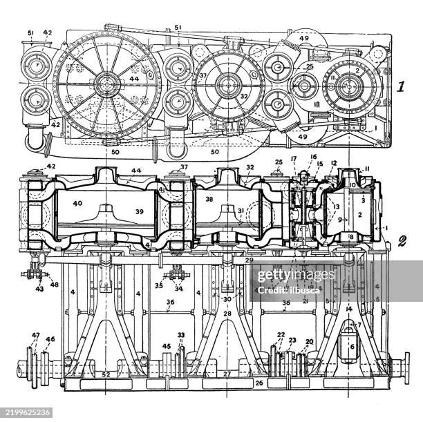 marine engine, us cruiser columbia - ship engine stock illustrations