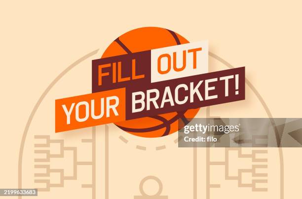fill out your bracket basketball tournament bracket court background - basketball competition stock illustrations