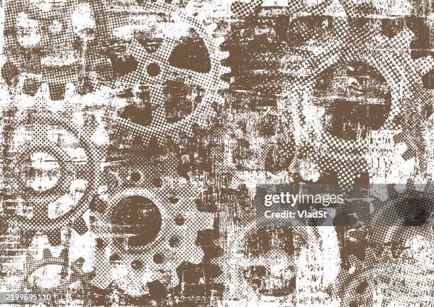 stockillustraties, clipart, cartoons en iconen met steampunk mechanical gears industrial rustic gearwheels grunge background - steampunk