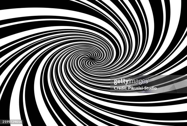 dynamische optische täuschungsspirale in schwarz-weiß - hypnose stock-grafiken, -clipart, -cartoons und -symbole