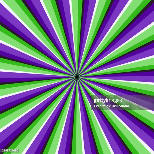 vibrant purple and green optical burst pattern - vortex tunnel stock illustrations