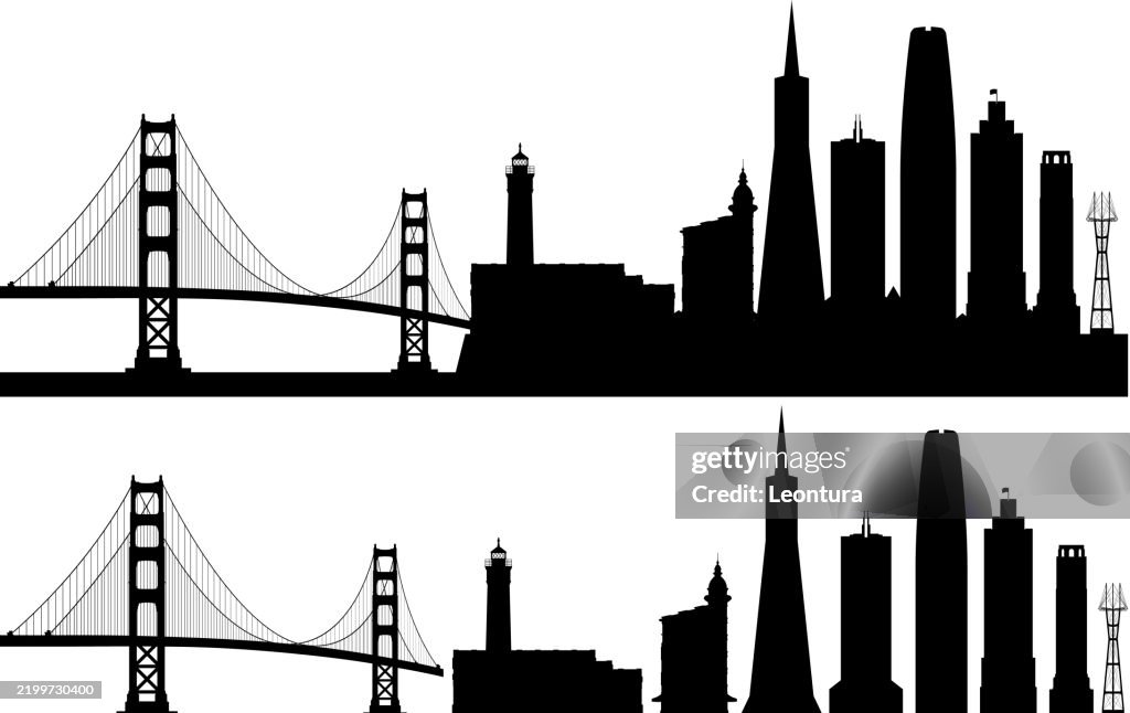 San Francisco Skyline Silhouette (All Buildings are Complete and Moveable)