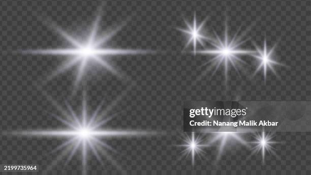 white and blue sunlight or flare light effect set with transparent background - colour explosion transparent background stock illustrations