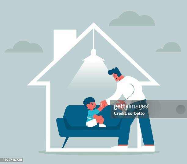 boy - childproofing - empathy stock illustrations