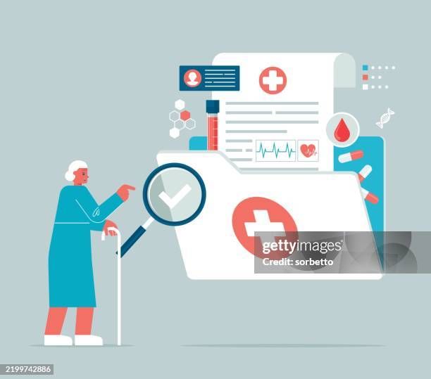clinical record - elderly women - brain vector file stock illustrations