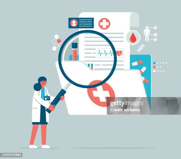 ilustrações, clipart, desenhos animados e ícones de ficha clínica - médica - registo-médico-eletrónico