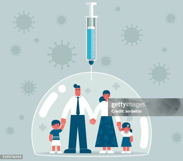 family vaccination - over protective parent stock illustrations