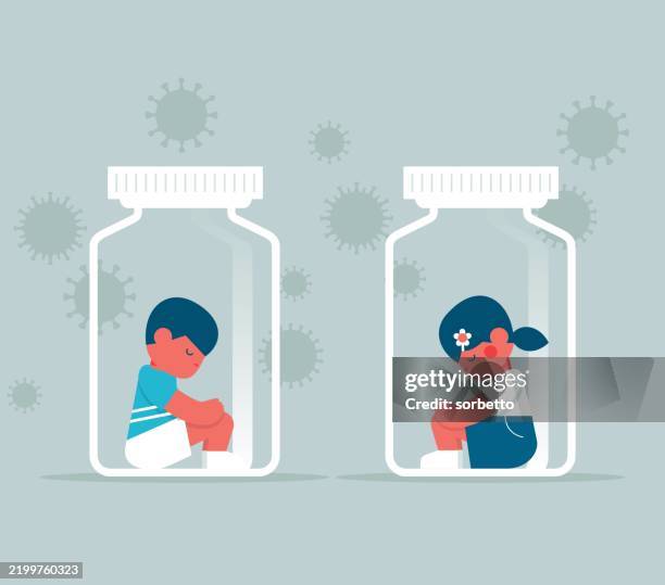 medicine - child - doctor checking temperature stock illustrations
