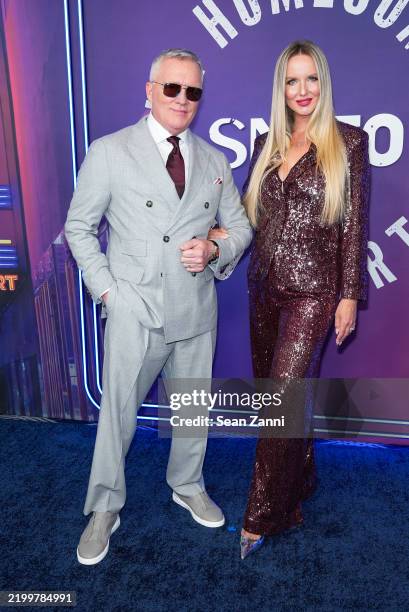 Anthony Michael Hall and Lucia Hall attend SNL50: The Homecoming Concert At Radio City Music Hall Red Carpet Arrivals at Radio City Music Hall on...