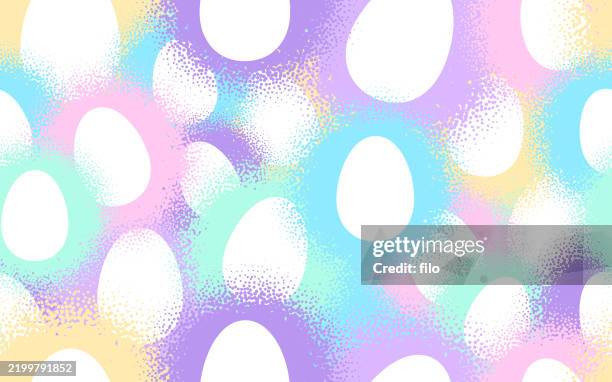 seamless pastel easter eggs modern paint shapes background pattern - easter seamless pattern stock illustrations