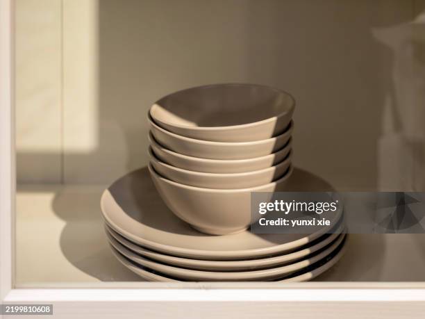 beige dinnerware set a combination of classic and minimalism - ceramic stock pictures, royalty-free photos & images