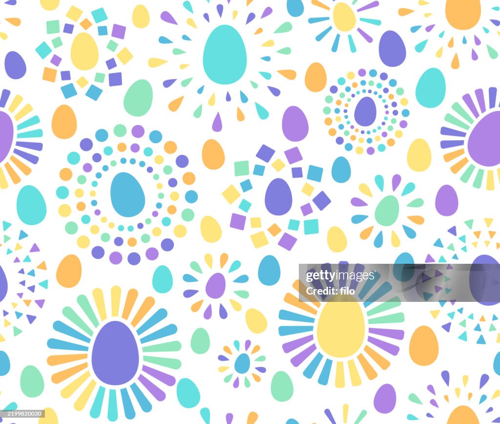 Seamless Pastel Easter Eggs Modern Excitement Shapes Background Pattern