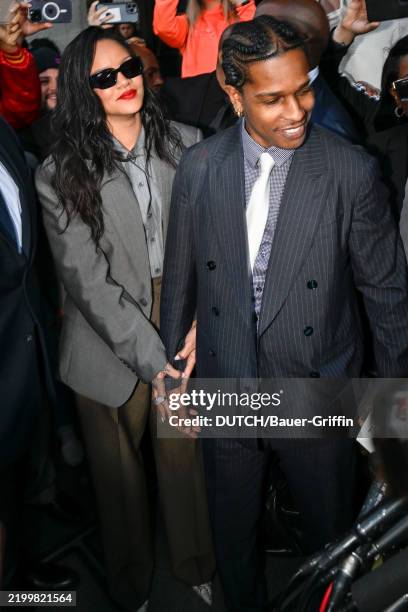 Rihanna and A$AP Rocky are seen outside of Clara Shortridge Foltz Criminal Justice Center on February 18, 2025 in Los Angeles, California.