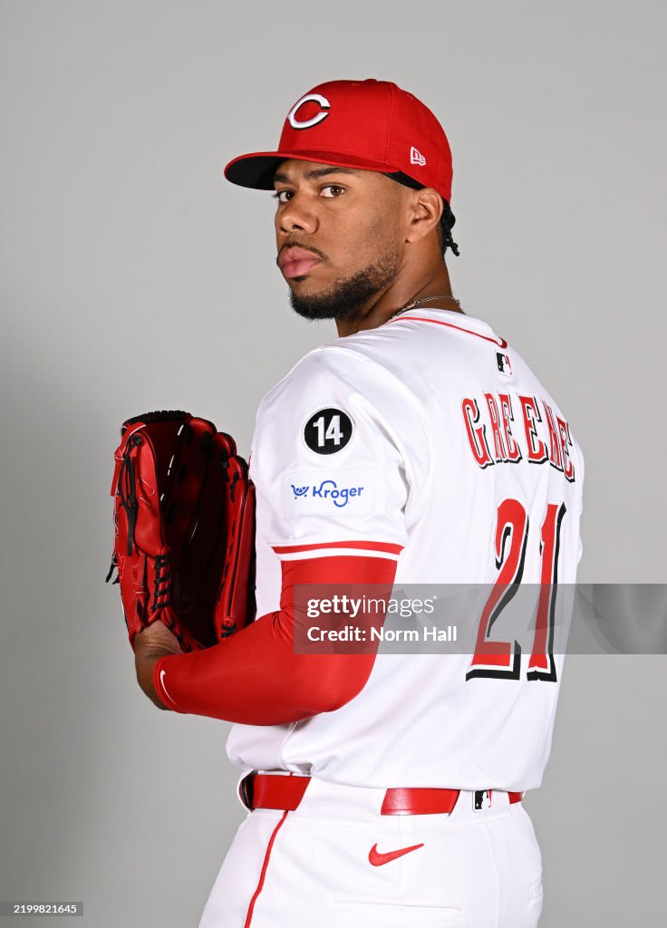 Irenee Riter Reds Hunter Greene of the Cincinnati Reds poses for a photo during the ...