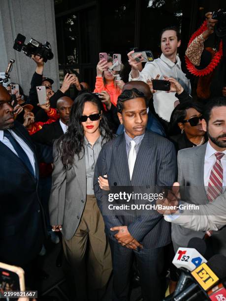 Rihanna and A$AP Rocky are seen outside of Clara Shortridge Foltz Criminal Justice Center on February 18, 2025 in Los Angeles, California.