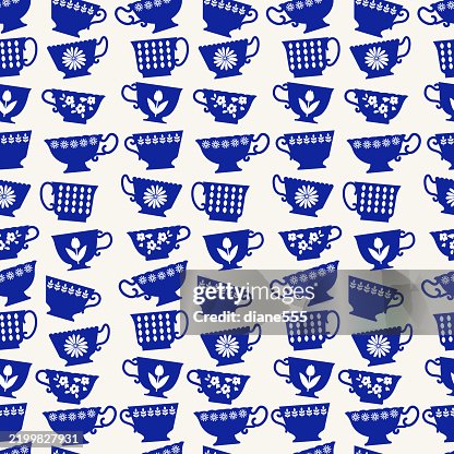 Fun Retro Teacups Seamless Background Pattern Fun Retro Teacups Seamless Background Pattern