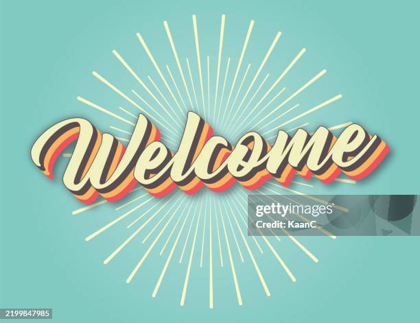 ilustrações de stock, clip art, desenhos animados e ícones de welcome. retro style lettering stock illustration. invitation or greeting card stock illustration - welcome back phrase