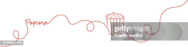 illustrations, cliparts, dessins animés et icônes de dessin au trait continu de l’icône de pop-corn. illustration vectorielle de symbole dessiné à la main. - pop corn box