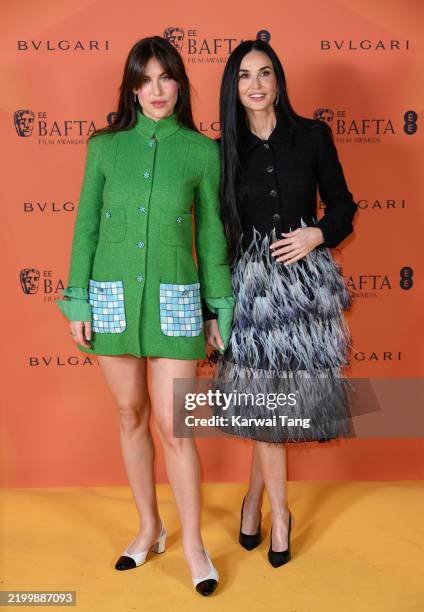 Scout LaRue Willis and Demi Moore attend the 2025 EE BAFTA Film Awards Nominees' Party supported by Bvlgari at the National Portrait Gallery on...