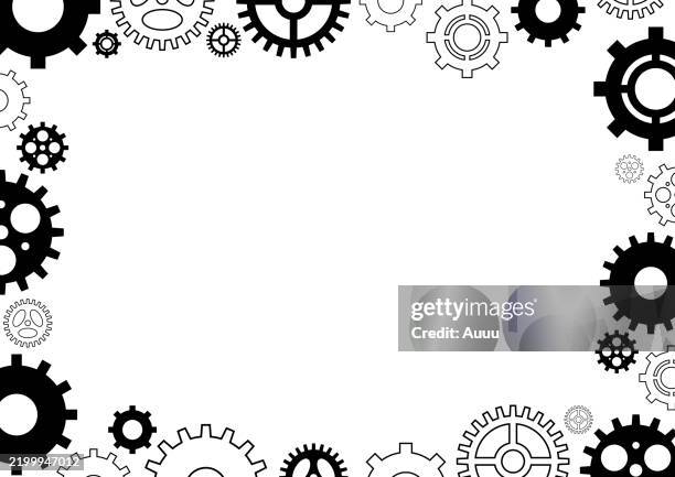 gear machinery border frame - cogs abstract background stock illustrations