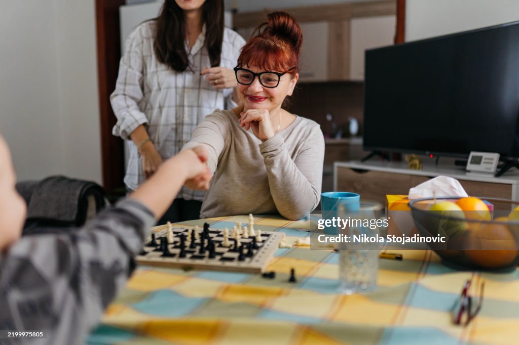 Family playing chess