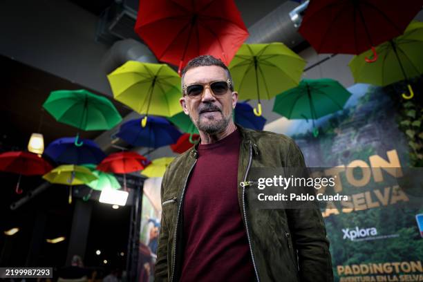 Antonio Banderas attends the "Paddington. Aventura En La Selva" premiere at Kinepolis Cinema on February 16, 2025 in Madrid, Spain.