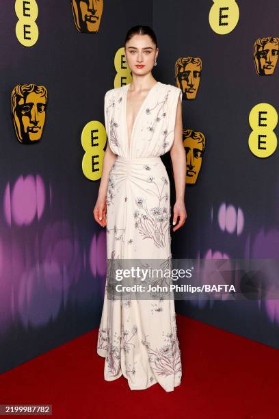 Raffey Cassidy attends the EE BAFTA Film Awards 2025 at The Royal Festival Hall on February 16, 2025 in London, England.