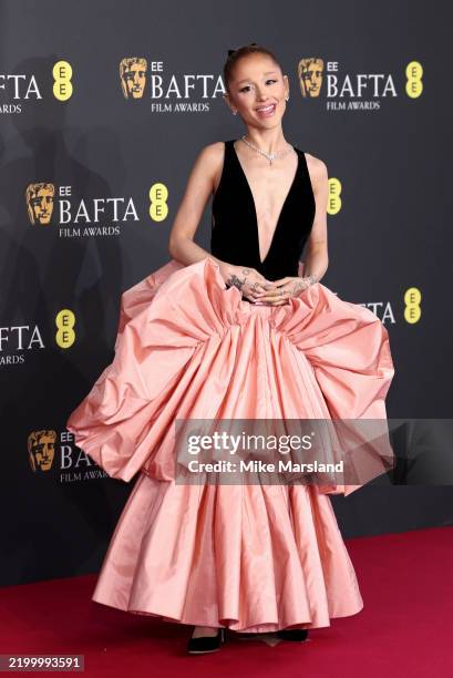 Ariana Grande attends the 2025 EE BAFTA Film Awards at The Royal Festival Hall on February 16, 2025 in London, England.