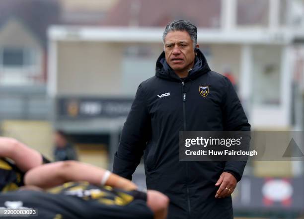 Dragons RFC Head Coach Filo Tiatia over looks training ahead the game between Dragons RFC v Glasgow Warriors in the United Rugby Championship at...